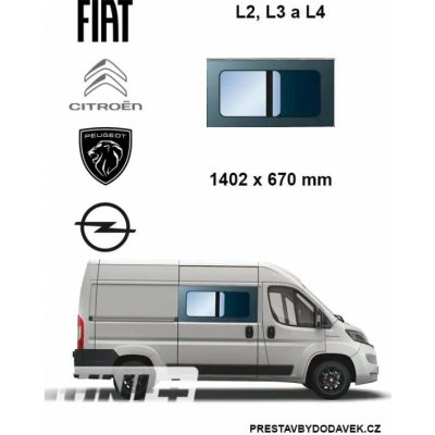 Boční pravé posuvné okno L2, L3 a L4 | Citroen Jumper / Peugeot Boxer / Fiat Ducato / Opel Movano | Zboží Auto