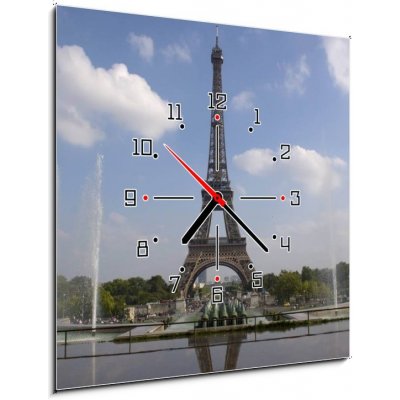 Obraz s hodinami 1D - 50 x 50 cm - The Eiffel tower from Trocadero in Paris Eiffelova věž z Trocadéra v Paříži – Zboží Mobilmania