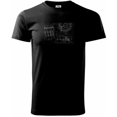 Technické výkresy frézky Klasické pánské triko Černá – Zboží Mobilmania