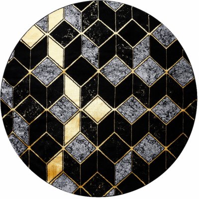 Dywany Łuszczów Gloss 400B 86 3D geometric black/gold Černá – Hledejceny.cz