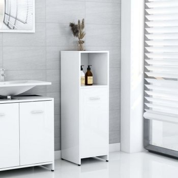 shumee Koupelnová skříňka bílá vysoký lesk 30 x 30 x 95 cm dřevotříska
