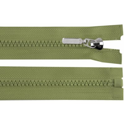 Zip kostěný dělitelný No 5 délka 60 cm - bundový s ozdobným jezdcem barva 263 zelená khaki – Hledejceny.cz