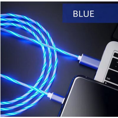 LED magnetický svítící nabíjecí kabel 2,1A pro Apple iPhone, USB-C, 1m Barva: Modrá – Hledejceny.cz