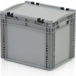 TBA Plastová Euro přepravka 400 x 300 x 320 cmmm s víkem plný úchyt – Sleviste.cz