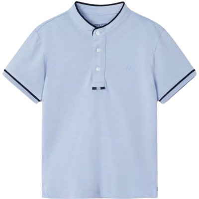 MAYORAL chlapecké polo tričko s mao límečkem KR pudrová modrá
