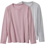 esmara Dámské triko s dlouhými rukávy, 2 kusy starorůžová/šedá – Zboží Dáma