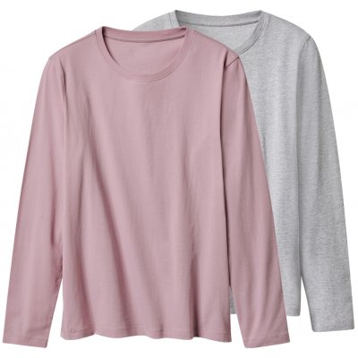 esmara Dámské triko s dlouhými rukávy, 2 kusy starorůžová/šedá – Zboží Dáma
