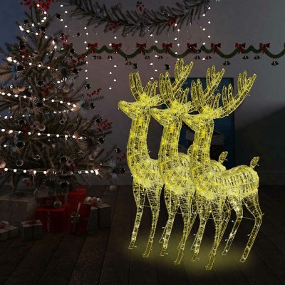 vidaXL XXL Akryloví vánoční sobi s 250 teplými bílými LED 3 ks 180 cm – Hledejceny.cz