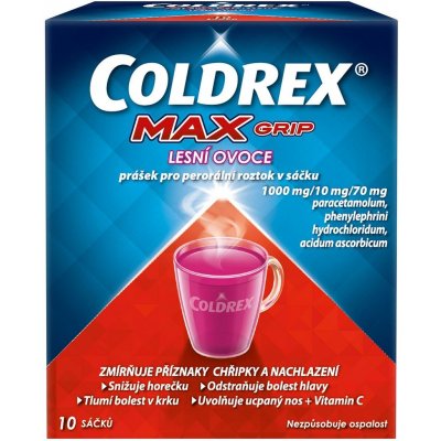 COLDREX MAXGRIP LESNÍ OVOCE POR 1000MG/10MG/70MG POR PLV SOL SCC 10 II – Zboží Mobilmania