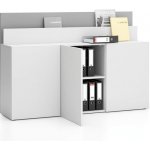 Plan Kancelářská přístavná skříňka ke stolu LAYERS, dlouhá, bílá / šedá – Zboží Mobilmania