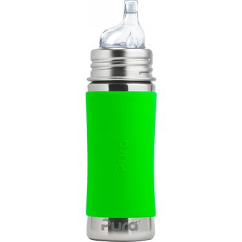 Pura nerezová kojenecká láhev s pítkem zelená aqua 325 ml
