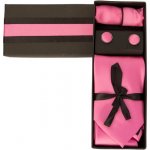 Set kravaty manžetových knoflíčků a kapesníčku růžová