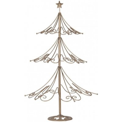 Clayre & Eef Zlatá antik kovová dekorace stromek Christmas Tree - Ø 46*75 cm – Hledejceny.cz