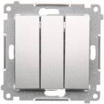 Simon DP31.01/43 Ovladač zapínací trojitý přístroj s krytem 10AX 250V bezšroubové stříbrná – Hledejceny.cz