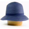 Klobouk Karpet dámský klobouk papírový zdobený rypsovou stuhou modrý