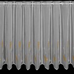 Mantis voálová vitrážová záclona 13665/6600 vyšívané žluté trojúhelníky, s bordurou, výška 45cm (v metráži) – Zboží Mobilmania