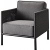 Zahradní židle a křeslo Cane-line Nízké křeslo Encore, 71x91x78 cm, rám hliník lava grey, lankový výplet dark grey, sedáky venkovní látka AirTouch grey