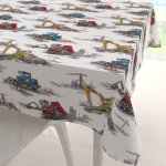 Biante bavlna čtvercový ubrus Sandra SA-578 Náklaďáky a bagry na bílém 100x100 cm – Zboží Dáma