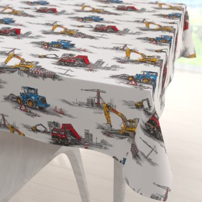 Biante bavlna čtvercový ubrus Sandra SA-578 Náklaďáky a bagry na bílém 100x100 cm – Zboží Dáma