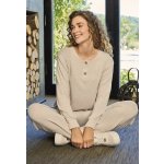 Dámské luxusní hřejivé béžové pružné s knoflíky u krku 1TB0093 béžová L – Zboží Dáma