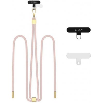 Tech-Protect C2S CrossBody – popruh, šnůrka na telefon s 2x vložkou pod kryt, růžová – Zboží Živě