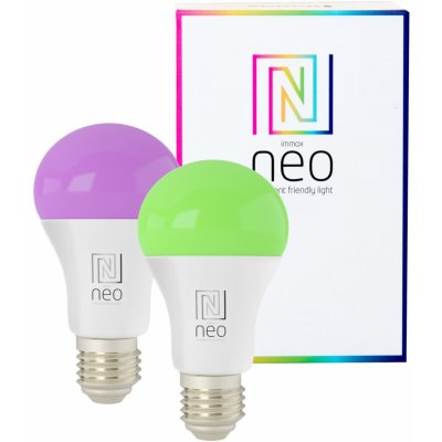 IMMAX NEO Smart sada 2x žárovka LED E27 9W barevná i teplá bílá, stmívatelná, Zigbee 3.0 07115B – Zbozi.Blesk.cz