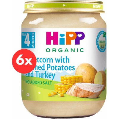 HiPP Bio Bramborová pyré s kukuřicí a krůtím masem 6 x 125 g – Hledejceny.cz
