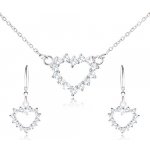 Šperky eshop set ze stříbra náhrdelník a visací náušnice zirkonový obrys srdce T19.17 – Zboží Dáma