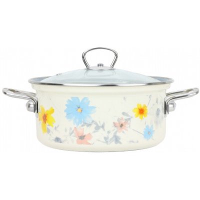 BELIS Smaltovaný rendlík se skleněnou poklicí 20 cm 2.6 l MEADOW 42520-095DCDN5 – Zboží Dáma