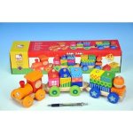 Bino Vlak s domečky dřevo 21 dílků – Zboží Dáma