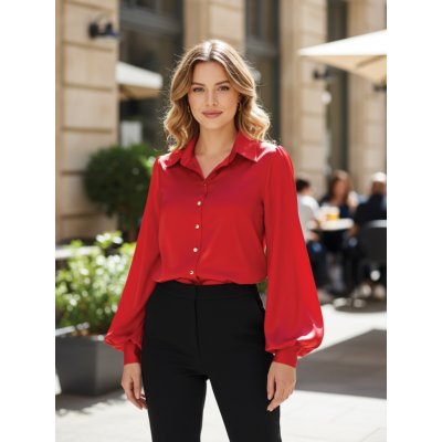 Luxusní červená saténová halenka VS Elegant – Zbozi.Blesk.cz