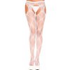 Dámské erotické punčochy Tights With Open Crotch And Bow Print - White Music Legs