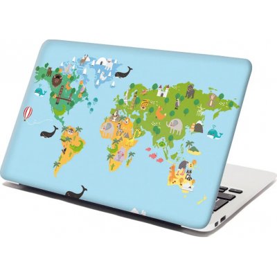 Sablio Samolepka na notebook Zvířecí mapa světa - 29x20 cm – Zboží Živě