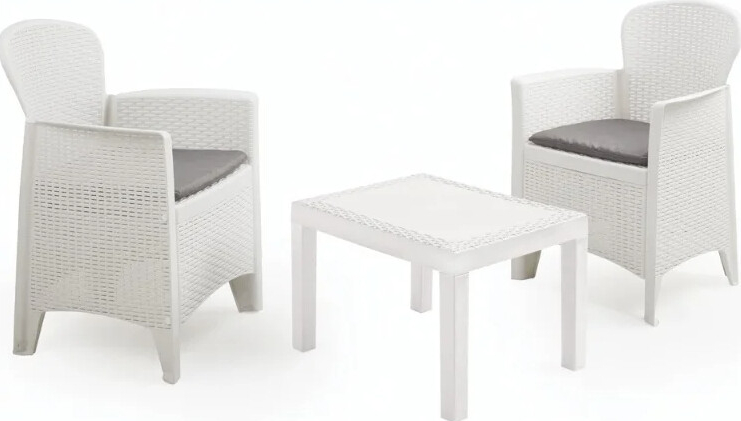 PROGARDEN Zahradní nábytek ratan AKITA sada 3 ks + polstry bílá