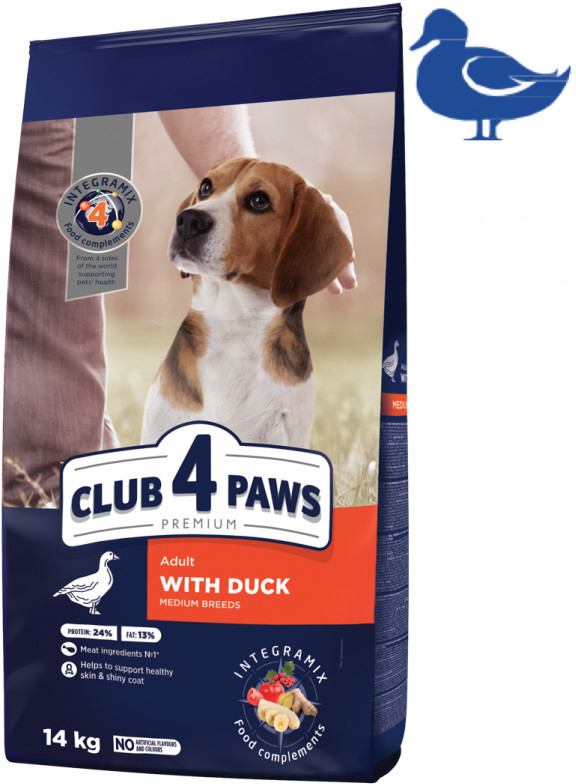 Club4Paws Premium Adult Medium Duck 14 kg