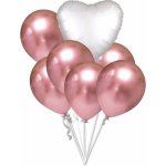 Balonky.cz Balónky chromové růžovo zlaté a bílé srdce set – Zboží Dáma