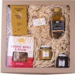 Pleva Včelí dobroty Medové müsli s pylem ovocné 370 g Medovina z Potštejna 0,2 l Chopollen hořká čokoláda s rouskovaným pylem 85 g Čaj Rakytníkové pohlazení s pomerančovým květem 50 g semínkové – Zboží Dáma
