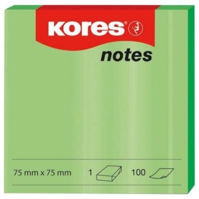 Bloček samolepicí Kores 75 x 75 mm, neon zelený, 100 lístků – Hledejceny.cz