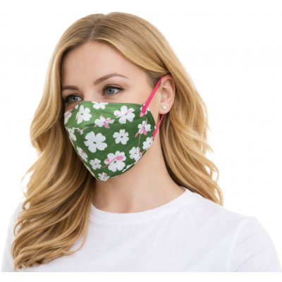 Balerina Czech Zdravotnický nanorespirátor FFP2 PFHM931 FISH TYPE Green flowers – Zboží Dáma