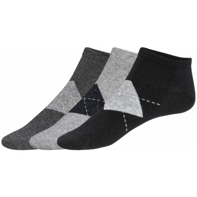 LIVERGY Pánské nízké ponožky s BIO bavlnou, 3 páry (43/46, černá/šedá)