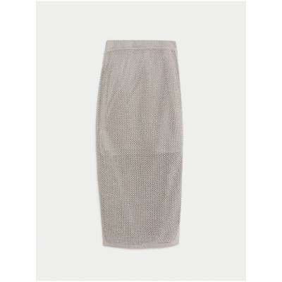 Marks & Spencer dámská pletená midi sukně stříbrné