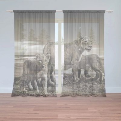 Záclony Lvice a lvíčata: 2 ks - 150x250 cm - Sablio – Hledejceny.cz