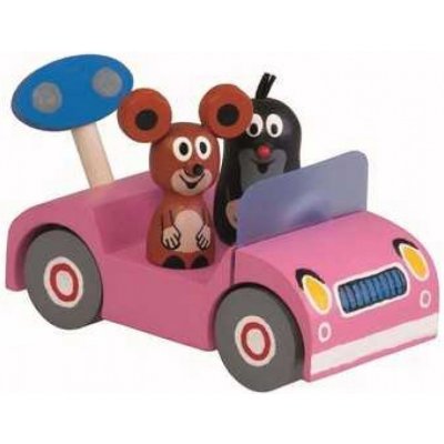 Detoa Dřevěné auto Krtek na výletě růžové – Hledejceny.cz