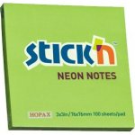 Bloček samolepicí Stick'n Hopax, 76x76 mm, neonově zelený, 100 lístků – Hledejceny.cz