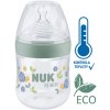 Láhev a nápitka Nuk láhev kojenecká For Nature s kontrolou teploty zelená 150 ml