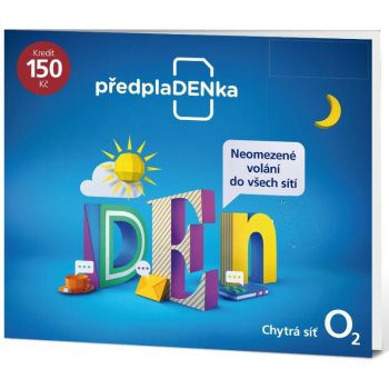 SIM karta O2 PředplaDENka SIM karta, předplacená, volání za 20,- Kč denně do všech sítí, kredit 150,- Kč SMALLPO2.150DV34