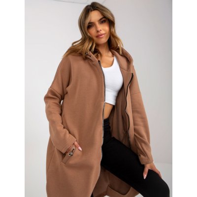 Dlouhá mikina NA ZIP RV-BL-4858-1.99P-LIGHT BROWN – Zboží Mobilmania