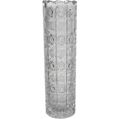 Broušená skleněná váza válec Bohemia Crystal 80115. Bohatý brus Klasik 230 mm – Sleviste.cz