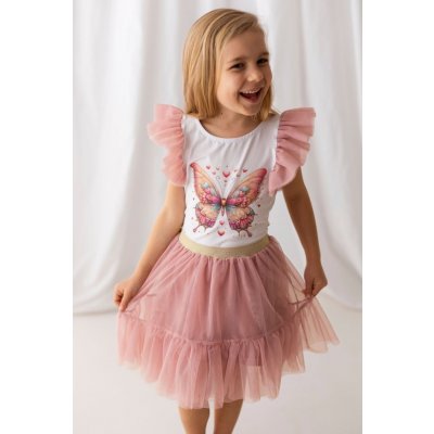 Lily Grey dívčí tričko s motýlkem a volánkovými rukáv – Zboží Dáma Lily Grey dívčí tričko s motýlkem a volánkovými rukáv – Zboží Dáma