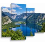 Obraz - Halštatské jezero, Hallstatt, Rakousko (s hodinami), Čtyřdílný 110x75 cm s hodinami – Hledejceny.cz